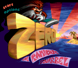 Zero the Kamikaze Squirrel title screen for Sega Genesis